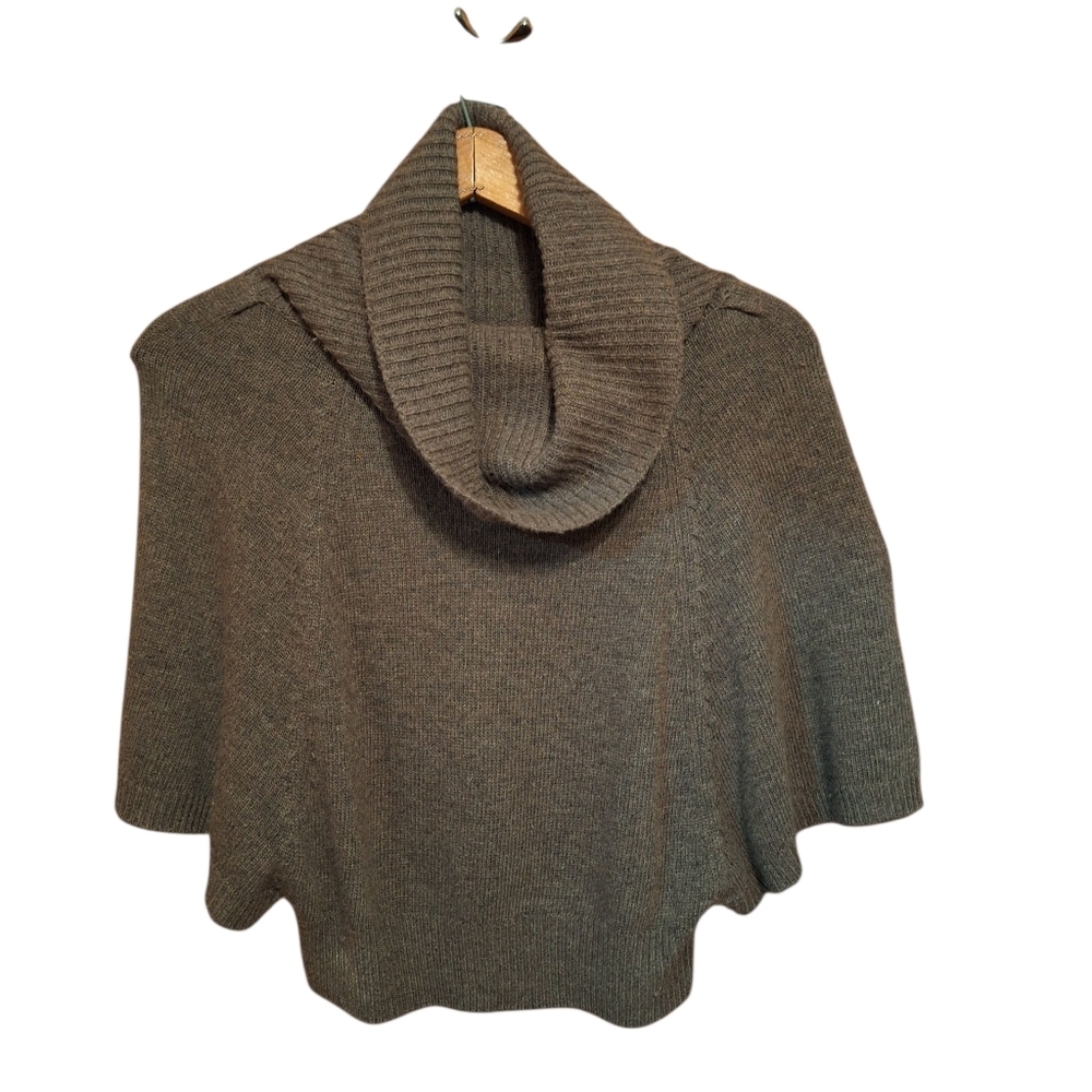 xxi BROWN Cowl Neck Cropped Short Sleeved SWEATER BOHO Ladies Medium ART TEACHER
